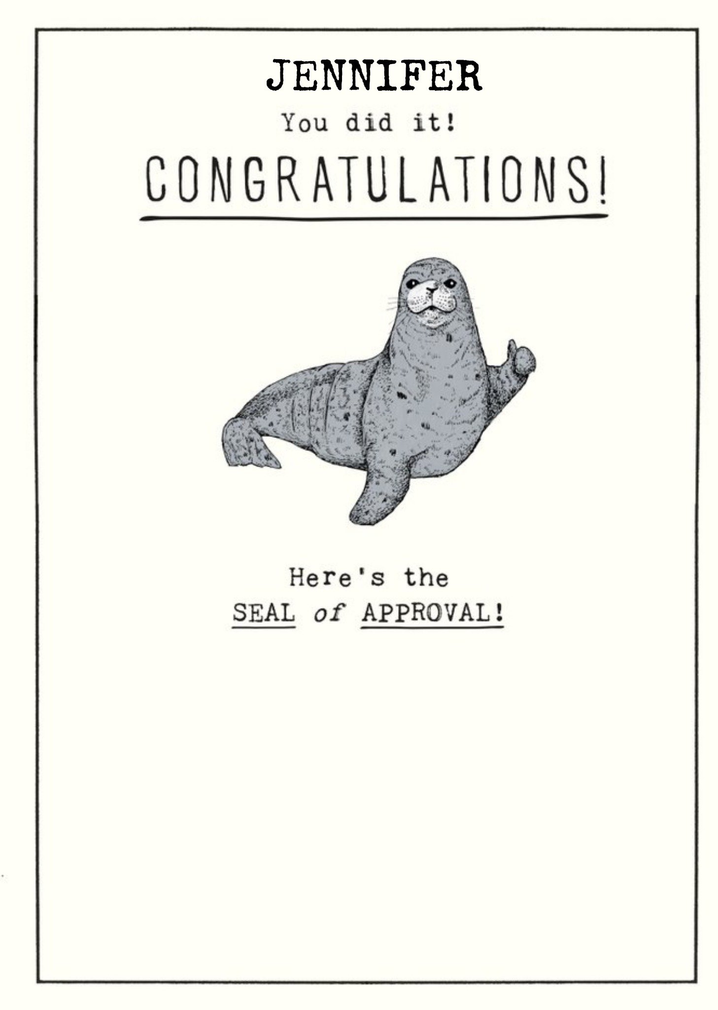 Moonpig Funny Seal Of Approval Congratulations Card Ecard