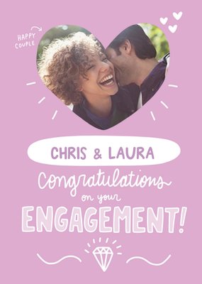 Angela Chick Illustrated Photo Upload Cute Engagement Card