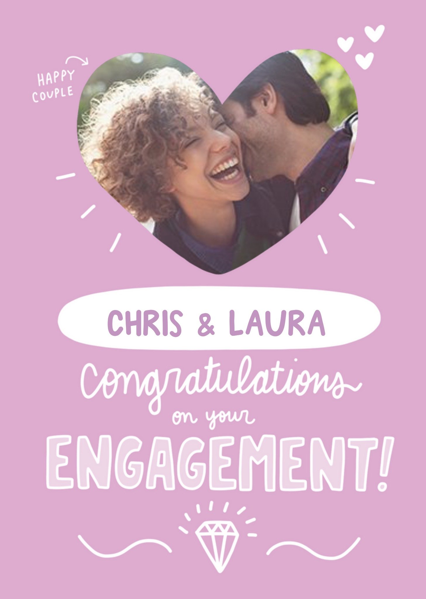 Moonpig Angela Chick Illustrated Photo Upload Cute Engagement Card, Large