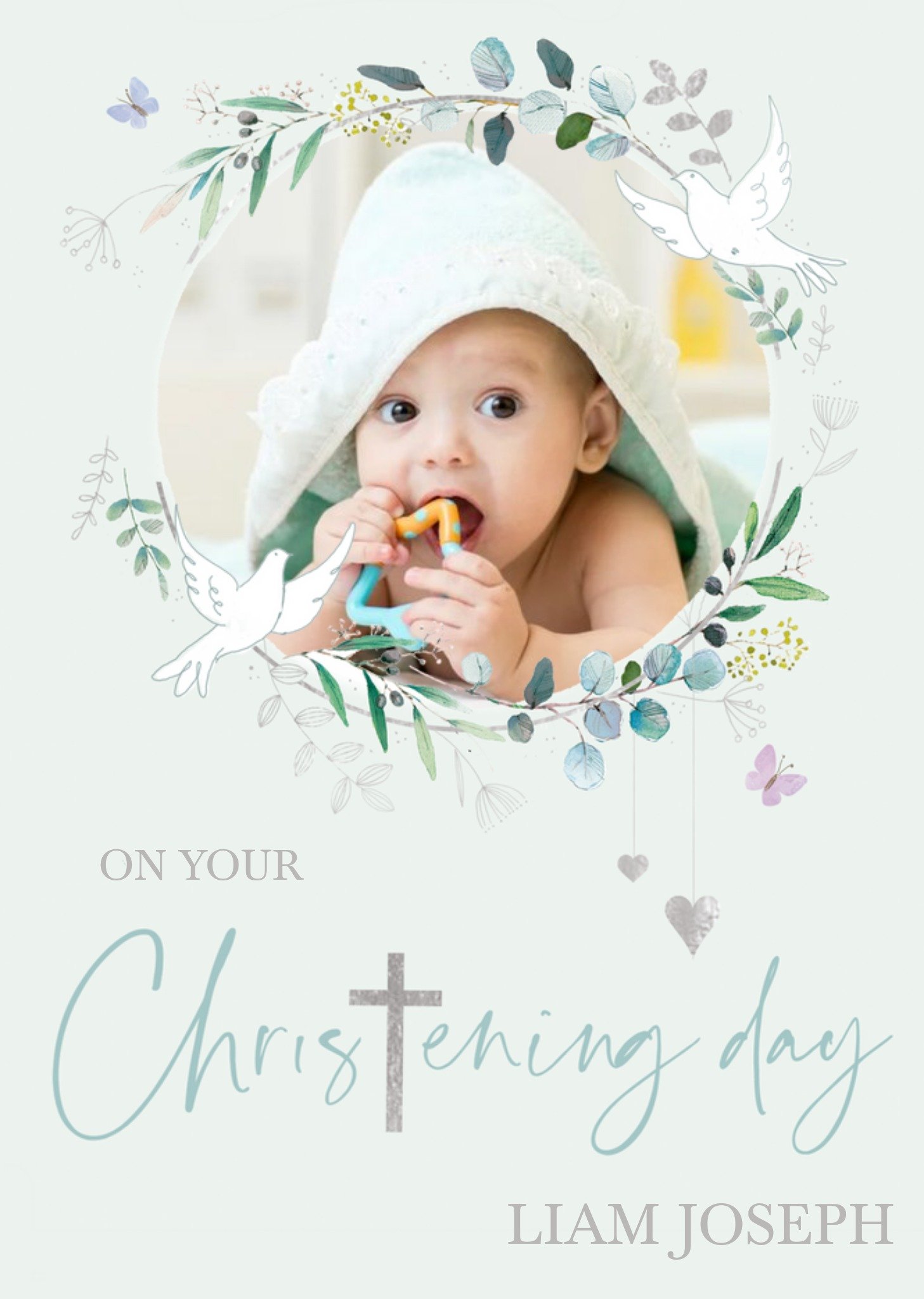Ling Design Christening Doves Photo Upload Card Ecard