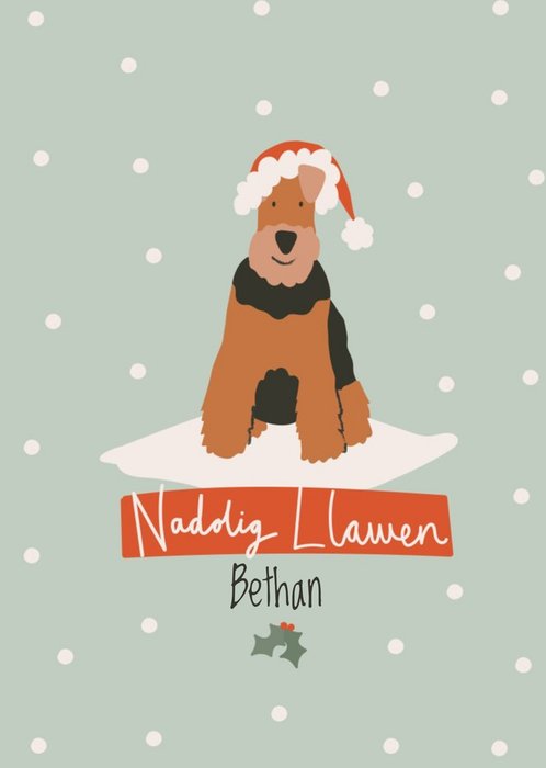 Cute Illustrated Dog Santa Hat Christmas Card