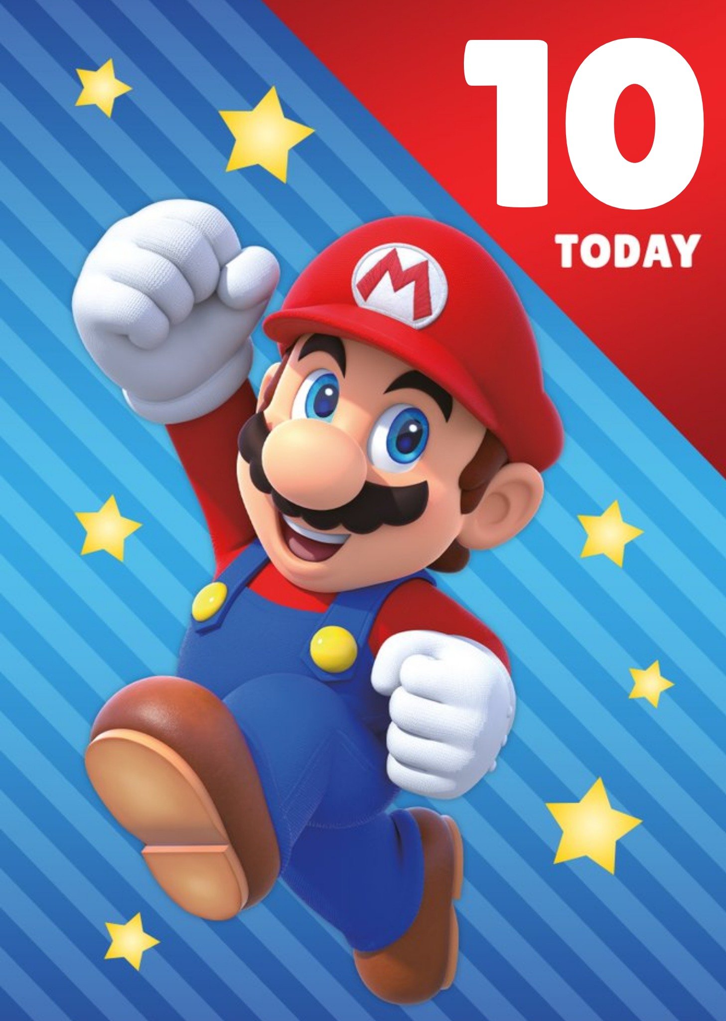 Super Mario Bros 10 Today Personalised Age Birthday Card, Large