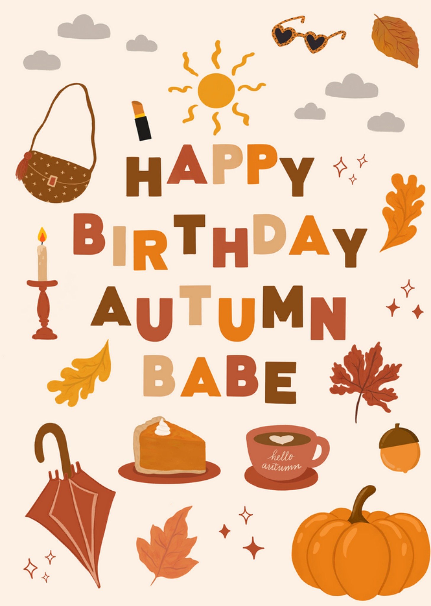 Moonpig Autumn Babe Birthday Card Ecard