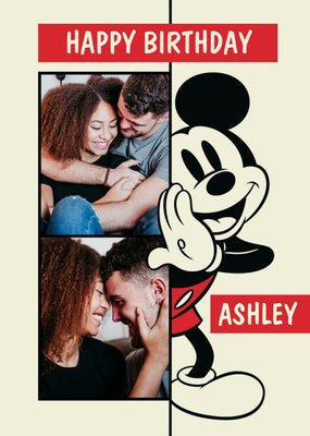 Disney Mickey Mouse Illustrated Photo Upload Birthday Card