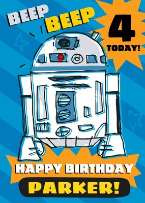 Disney Star Wars R2D2 4 today kids Birthday card