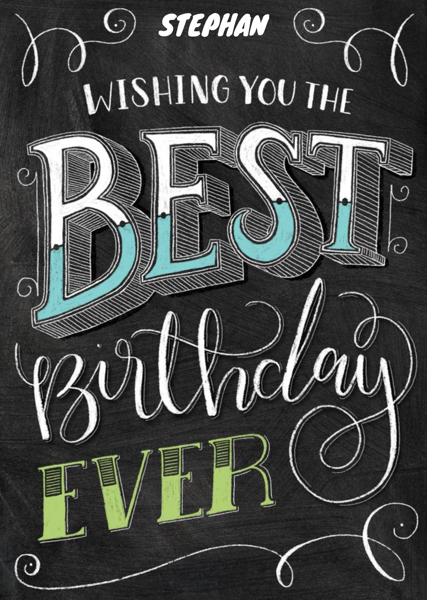 Moonpig Chalkboard Style Best Birthday Ever Personalised Happy Birthday Card, Large
