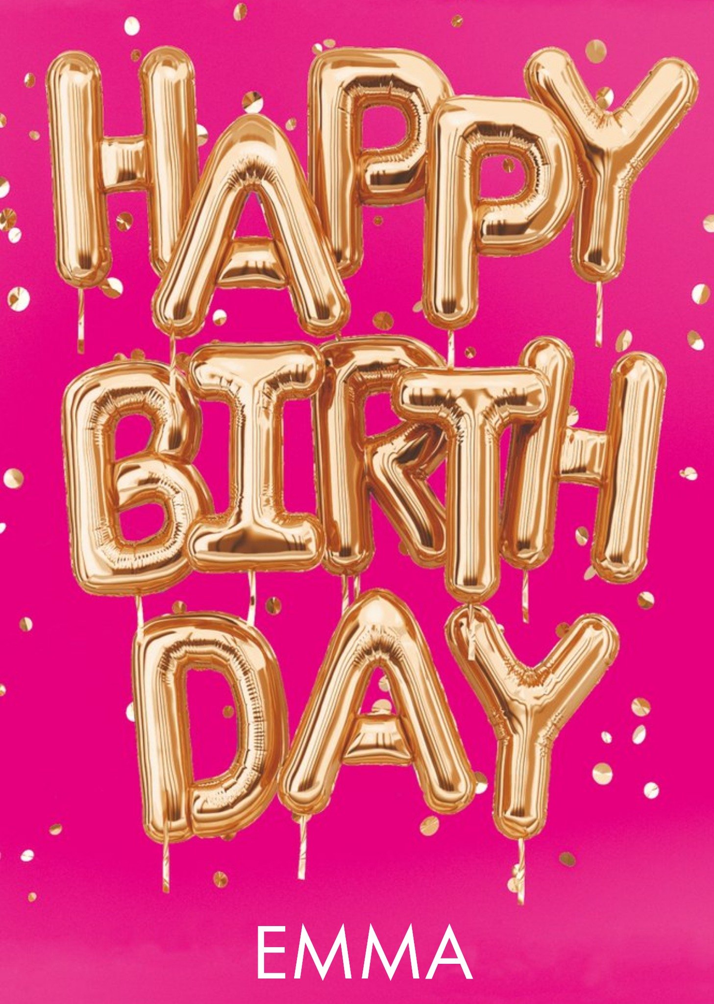 Gold Balloon Typography On A Pink Background Birthday Card Ecard