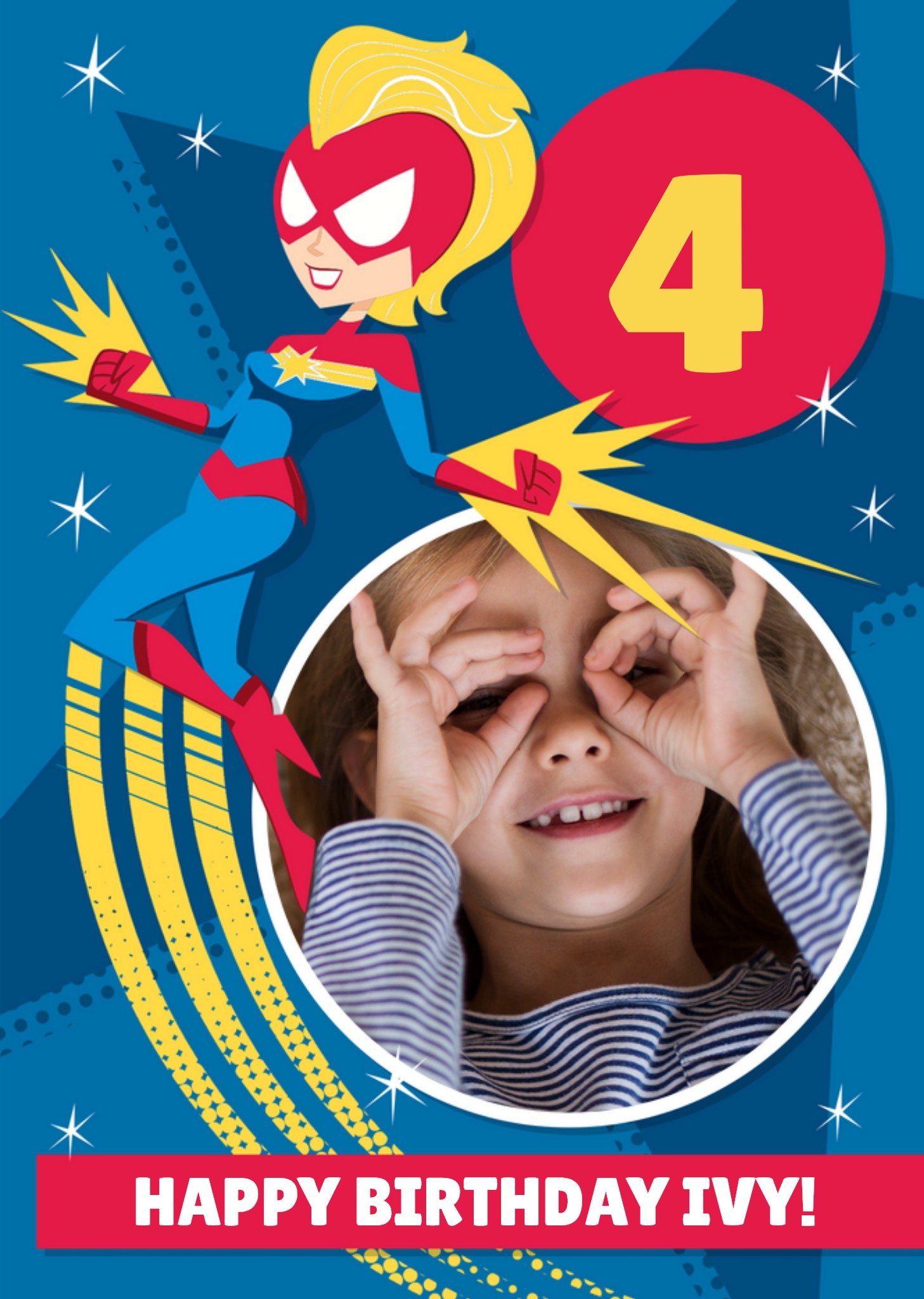 Disney Marvel Comics Happy Birthday Captain Marvel Photo Upload Card Ecard