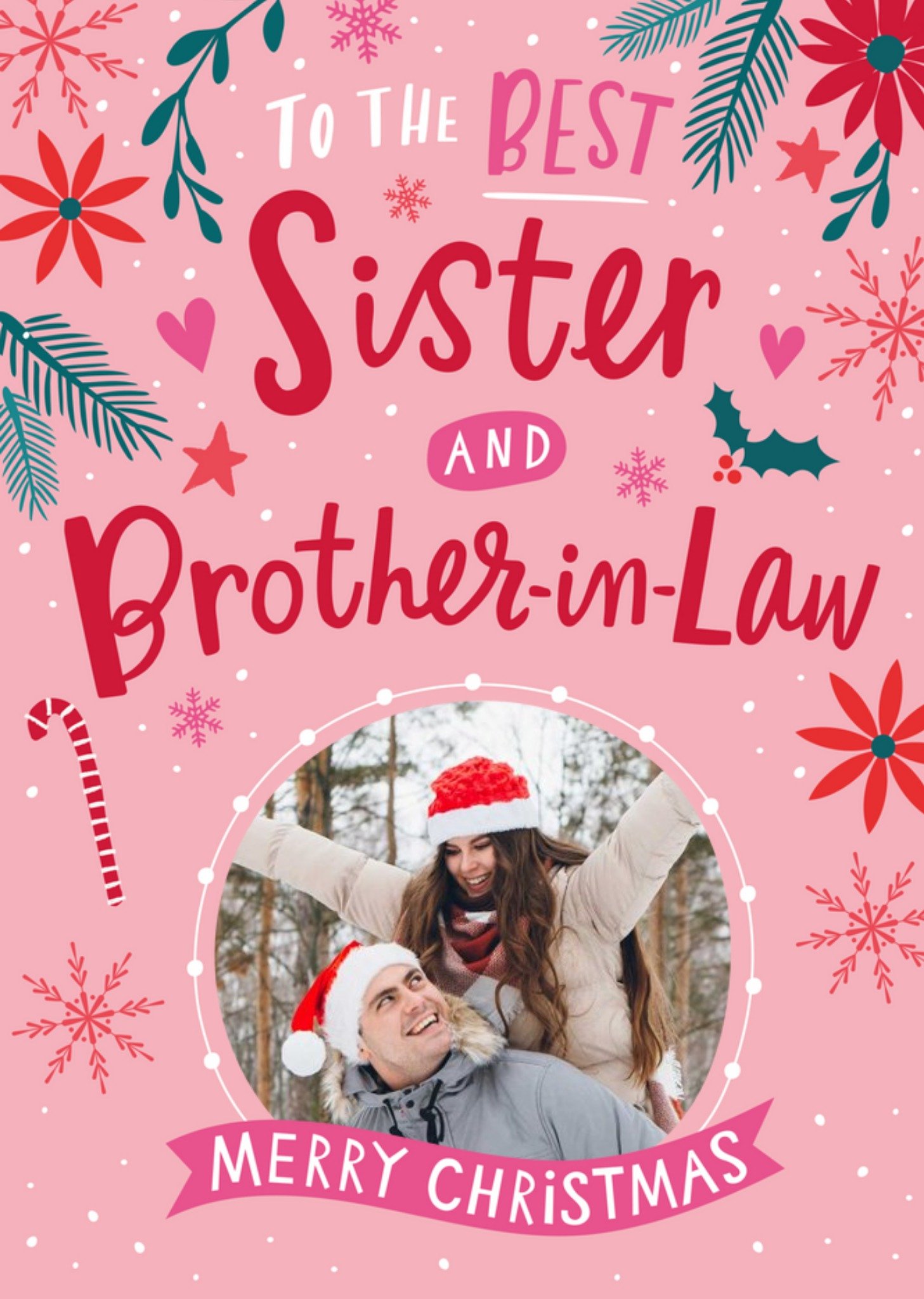 Fun Typography With A Circular Photo Frame Sister And Brother In Law Photo Upload Christmas Card Ecard