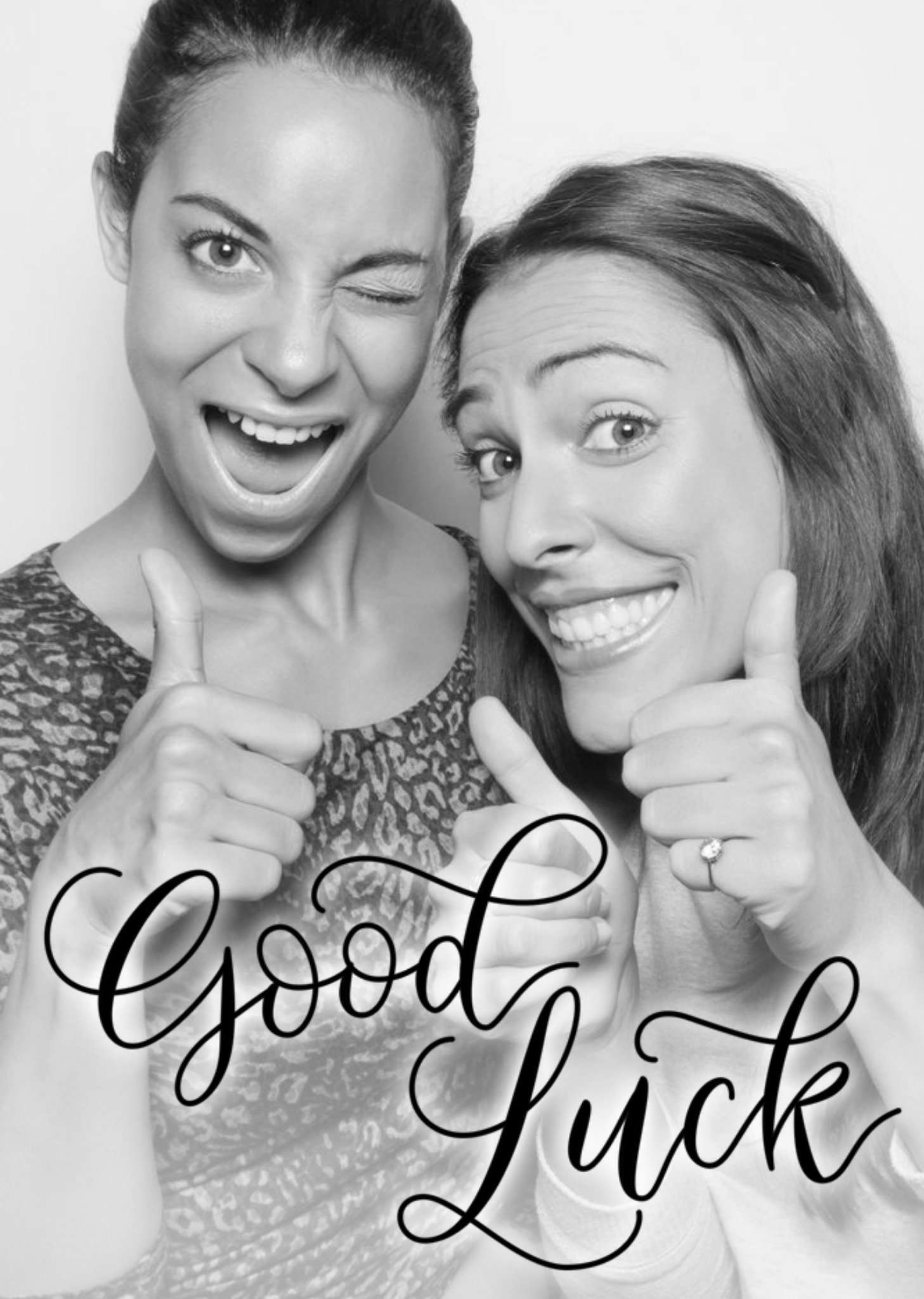 Good Luck Script Font Photo Upload Card