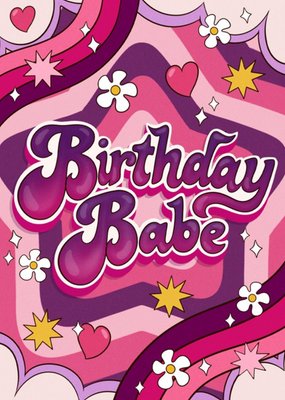 70s Inspired Retro Patterned Birthday Babe Card