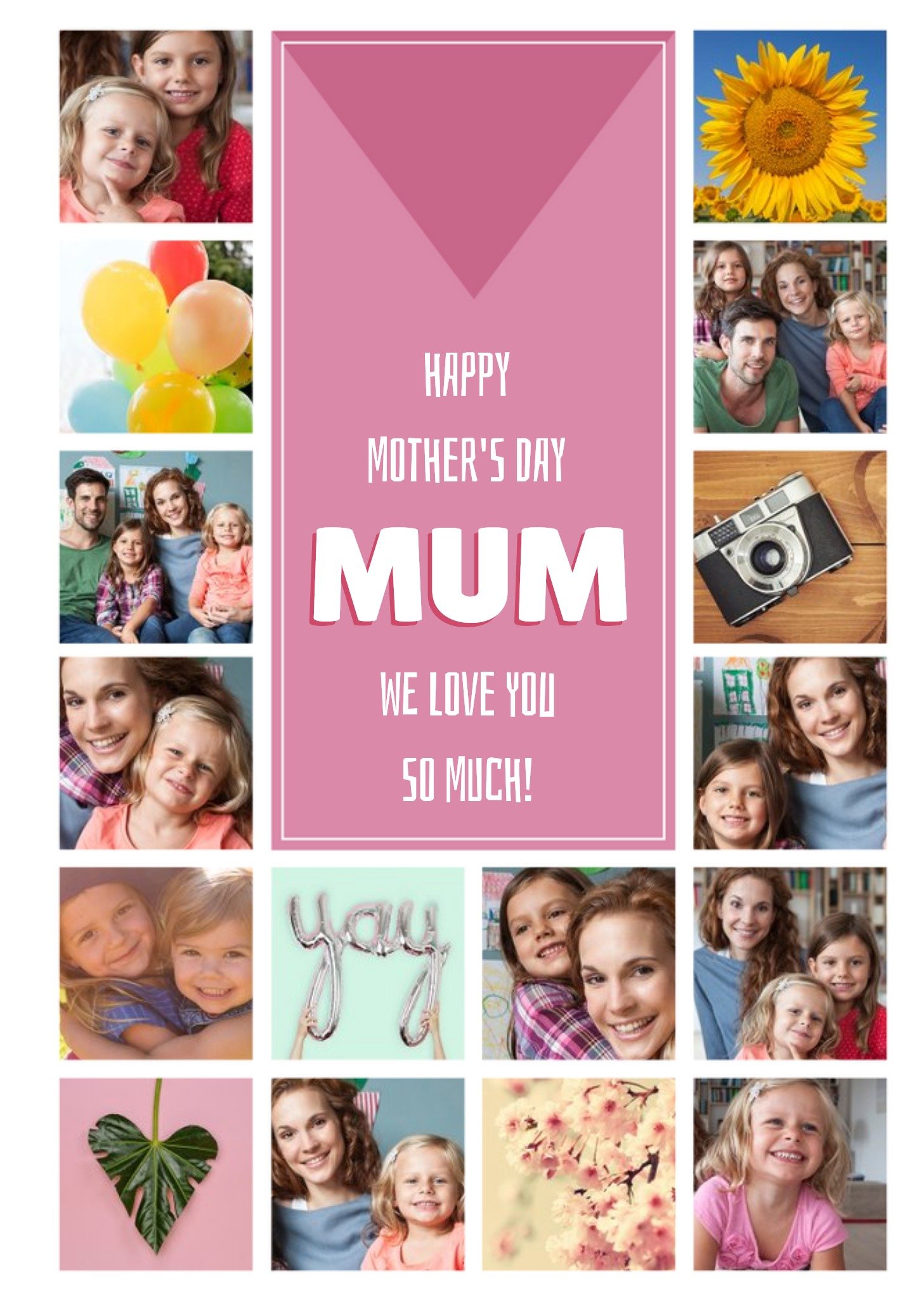 Moonpig Multi Photo Grid Pattern Personalised Mother's Day Card Ecard