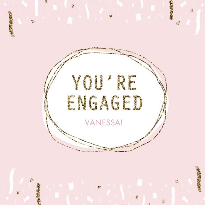 Baby Pink Streamers Personalised You're Engaged Card