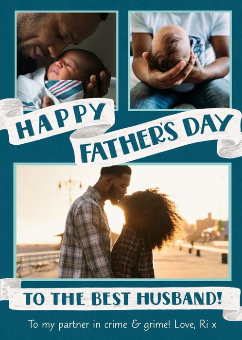 Happy Father's Day To The Best Husband Banner Photo Upload Card