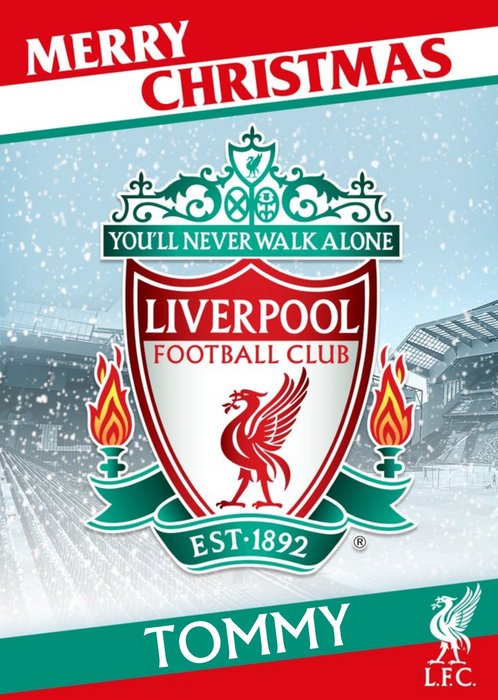 Liverpool Footbal Club Logo And Stadium Photographic Christmas Card