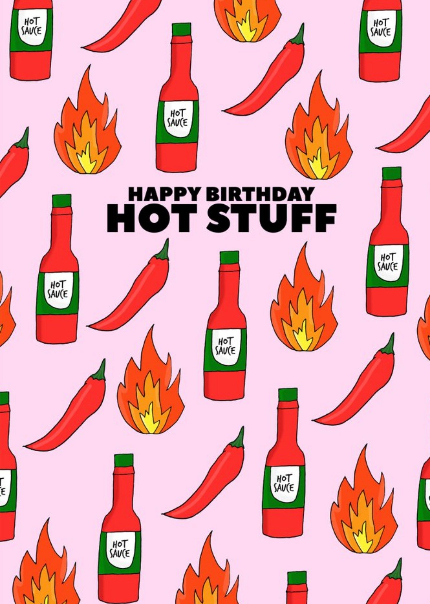Moonpig Fun Illustration Happy Birthday Hot Stuff Card, Large