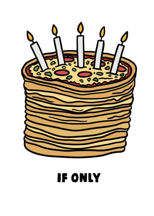 Funny Pizza Stack Birthday Cake Card