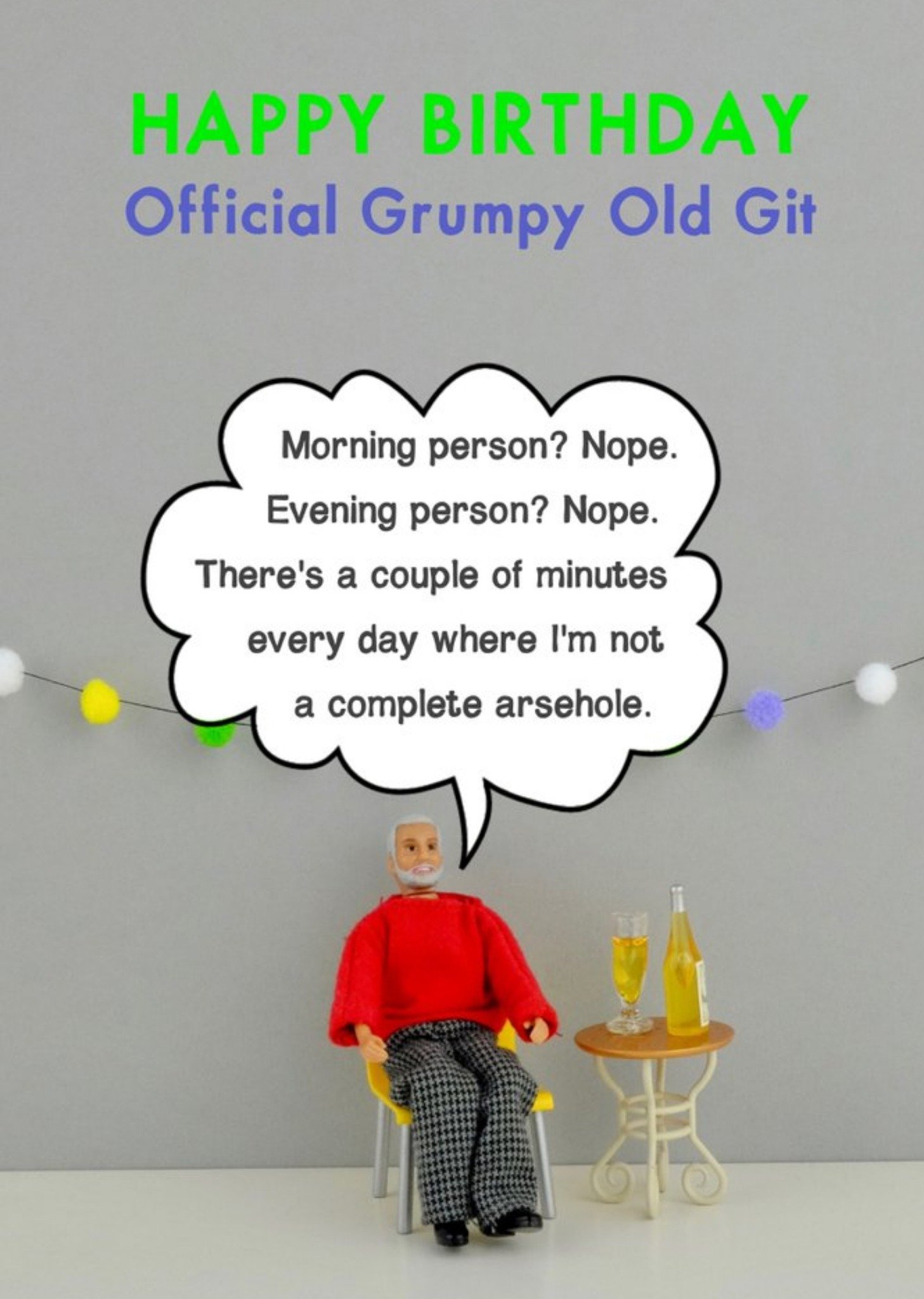 Bold And Bright Funny Dolls Icial Grumpy Old Git Birthday Card