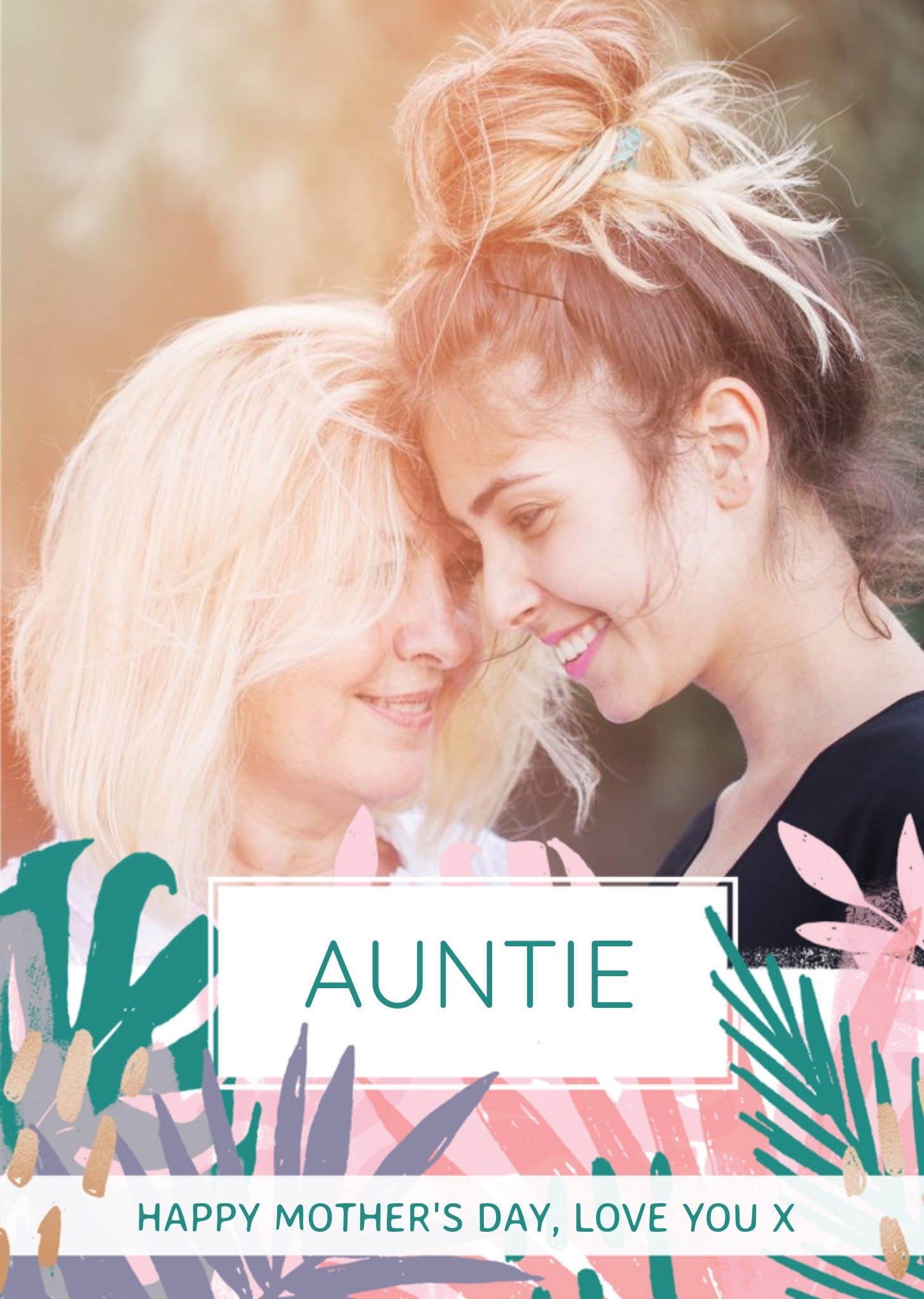 Pastel Tropical Print To My Auntie On Mother's Day Photo Card Ecard