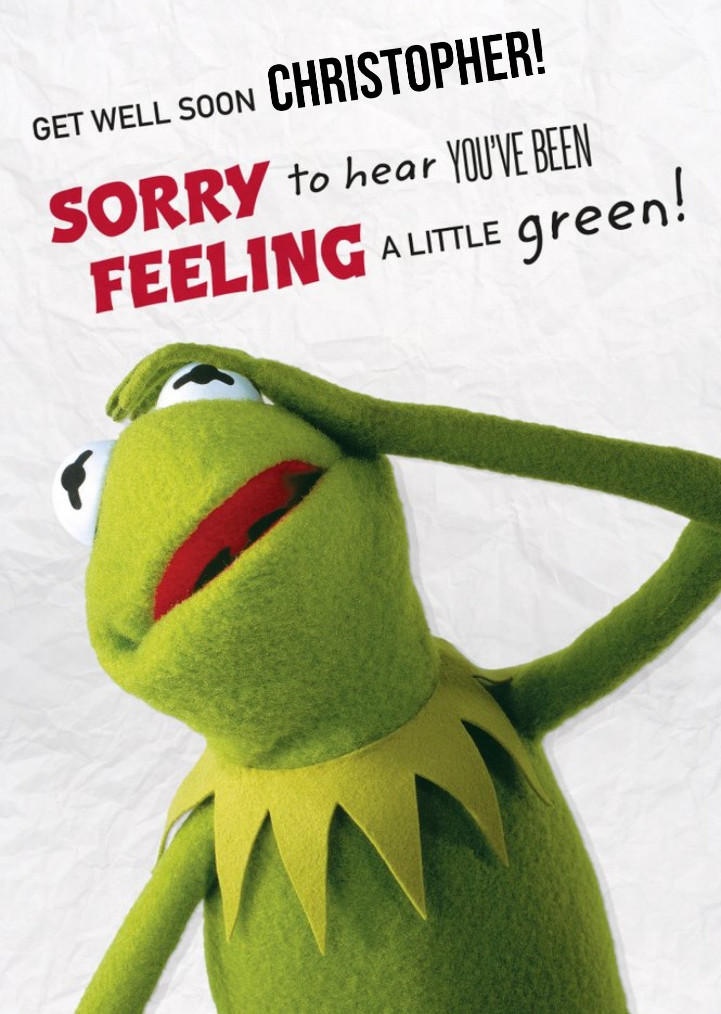 Disney The Muppets Kermit Sorry You're Unwell Personalised Card, Large