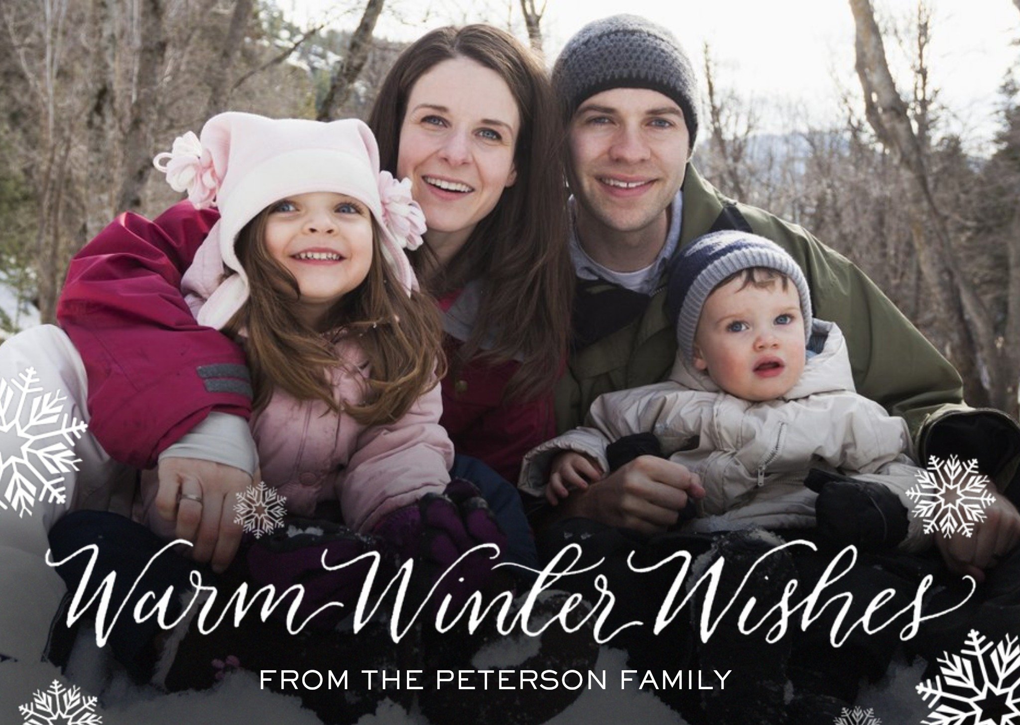 Moonpig Warm Winter Wishes From The Family Photo Christmas Card, Large