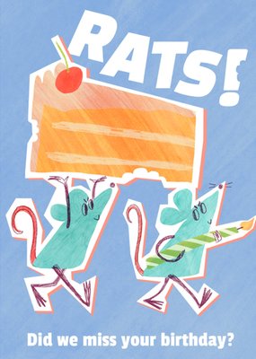 Cartoon Rats Illustrated Belated Birthday Card