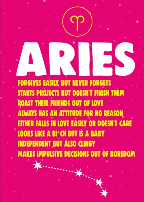 Cheeky Chops Aries Star Sign Birthday Card