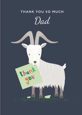 Illustration Of A Cute Goat On A Blue Background Thank You Dad Card