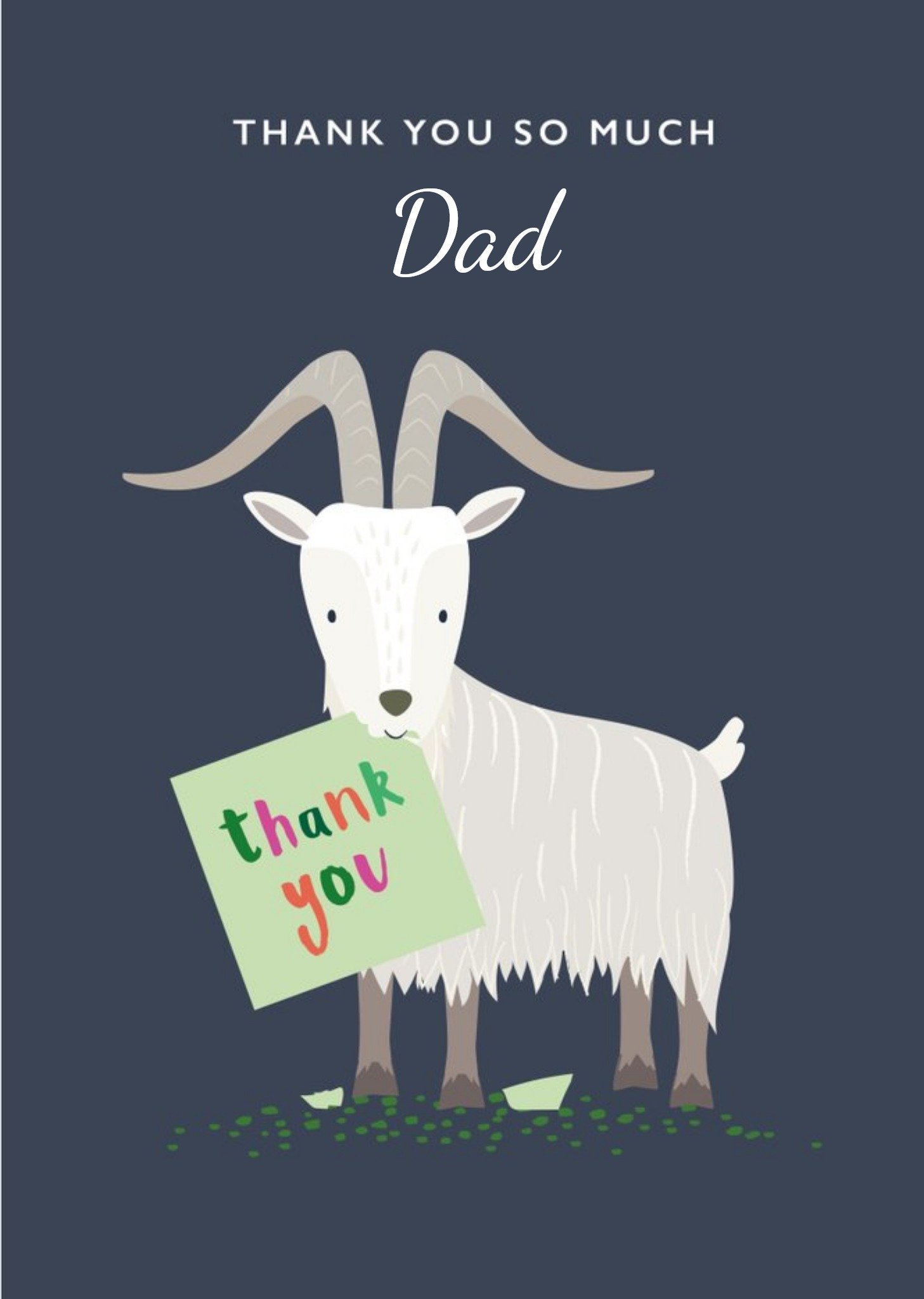 Illustration Of A Cute Goat On A Blue Background Thank You Dad Card Ecard