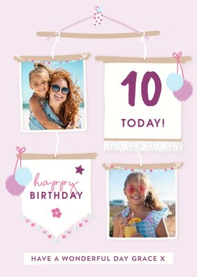 Illustration Of A Mobile With Photo Frames And Banners Photo Upload Tenth Birthday Card
