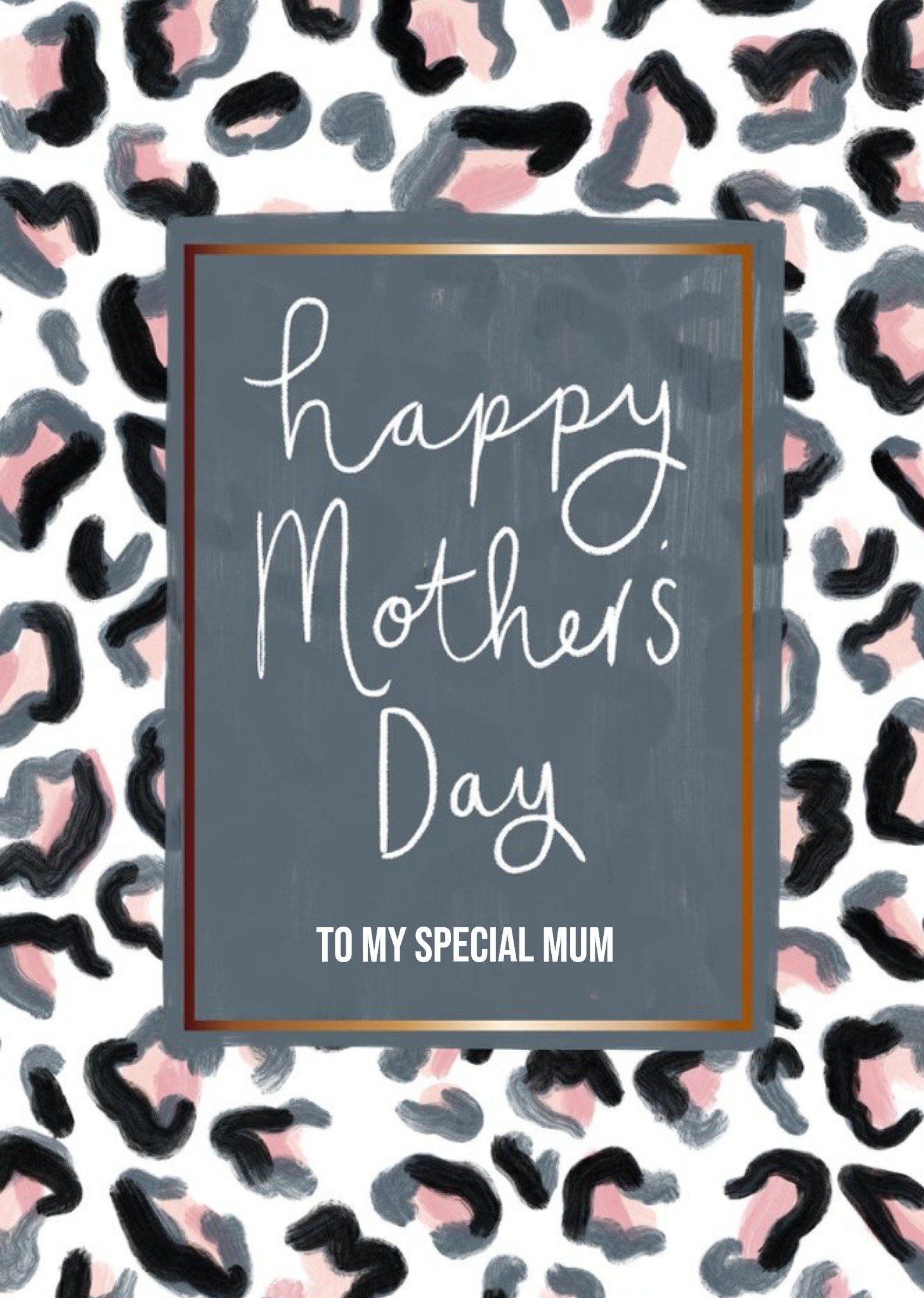 Watercolour Leopard Print Personalised Happy Mother's Day Card Ecard