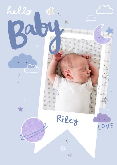 Spot Illustrations Of Clouds And Planets Photo Upload New Baby Card