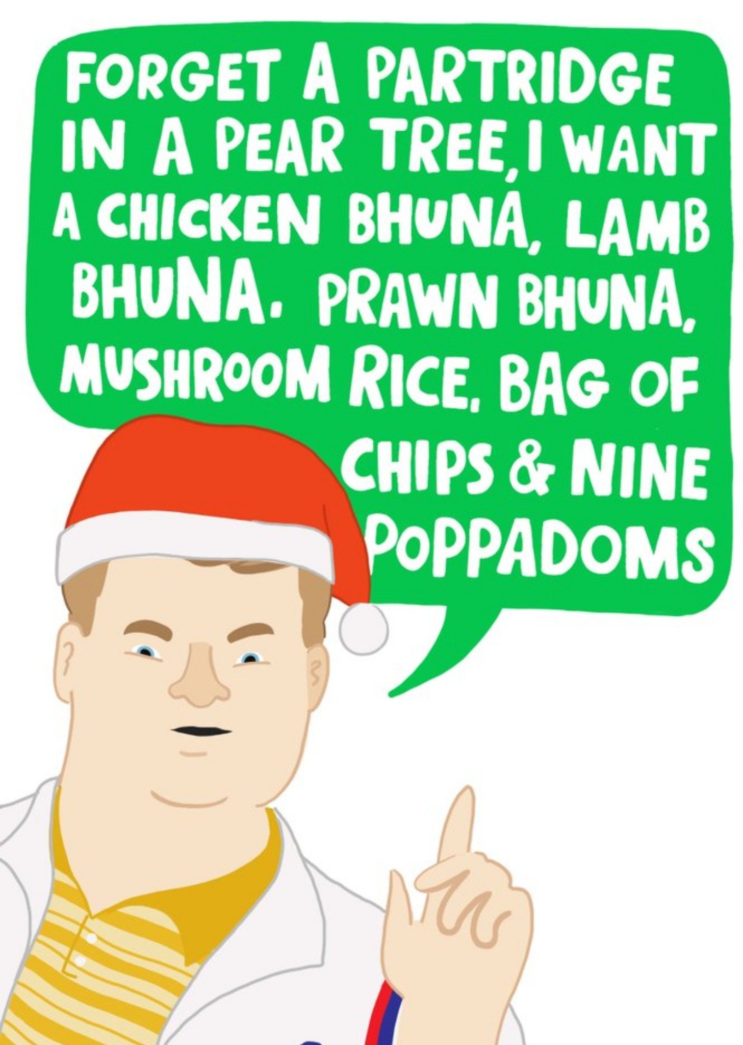 Moonpig Funny Gavin And Stacey James Corden Indian Takeaway Order Christmas Card, Large