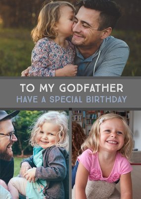 Godfather Multi-Photo And Personalised Text Birthday Card