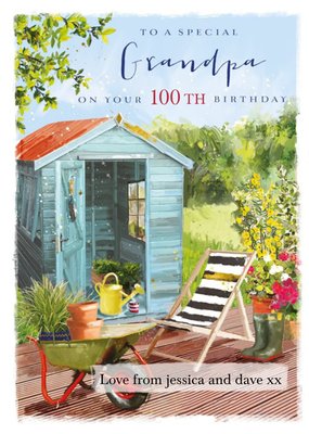 Ling Design Illustrated Garden Milestone Birthdays Floral 100th Card 