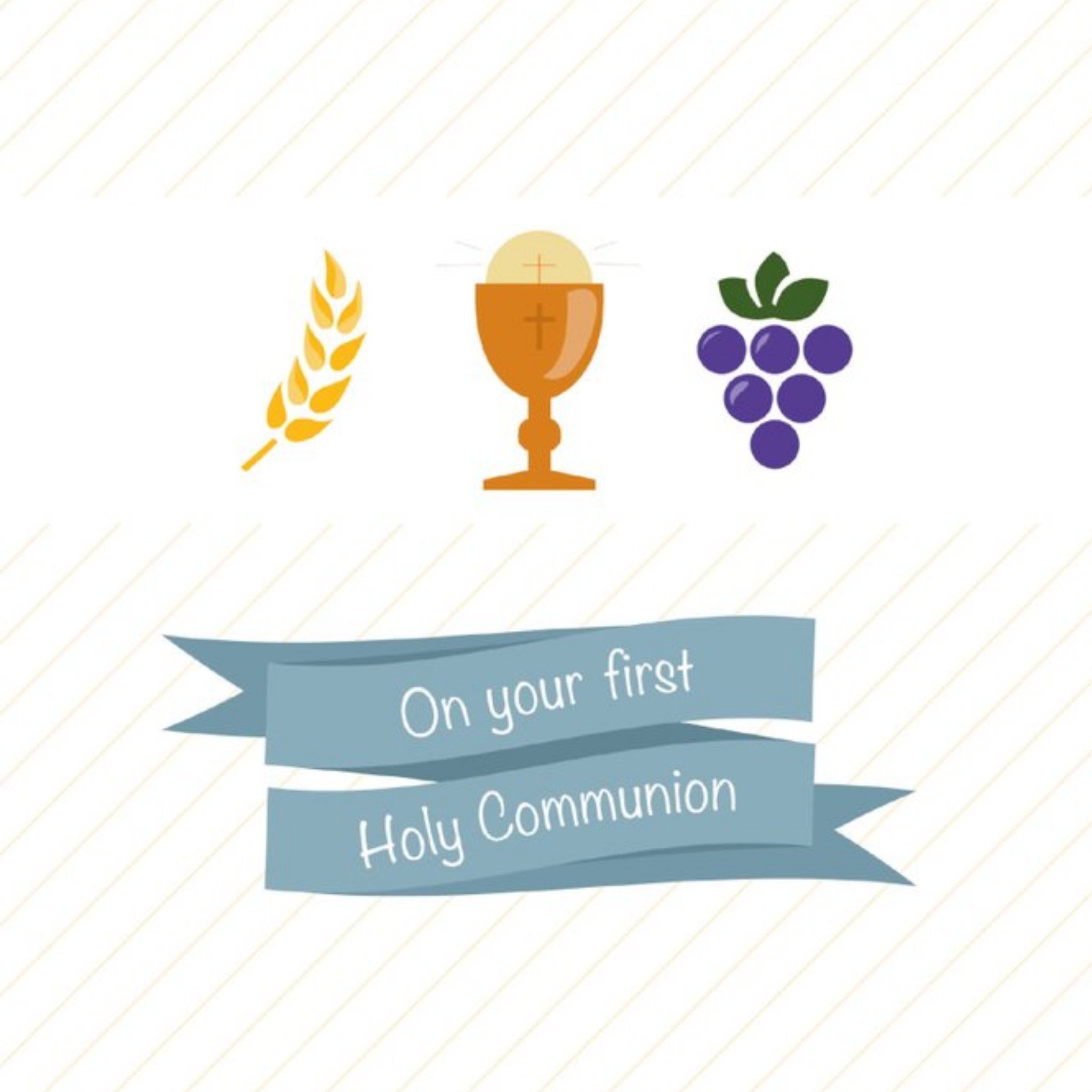 Moonpig On Your Holy Communion Wheat Goblet Grape Card, Square