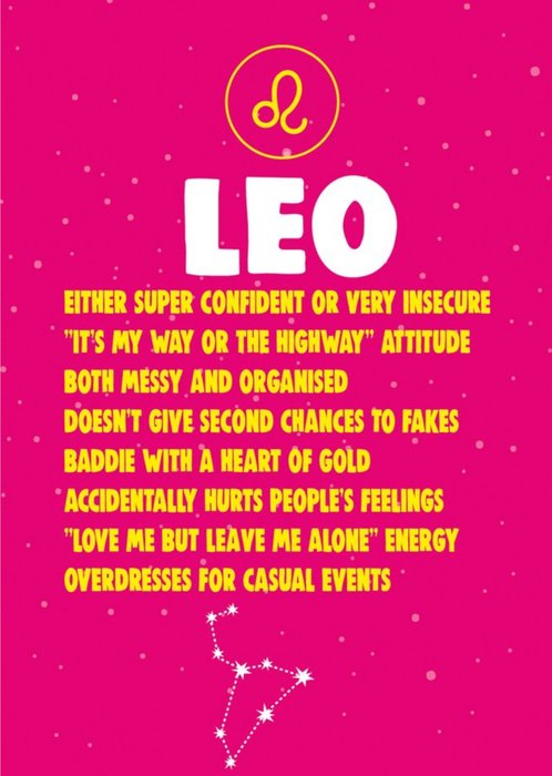 Cheeky Chops Leo Star Sign Birthday Card