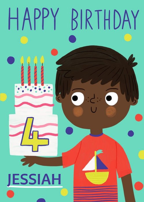 Yay Today Illustrated Happy 4th Birthday Card