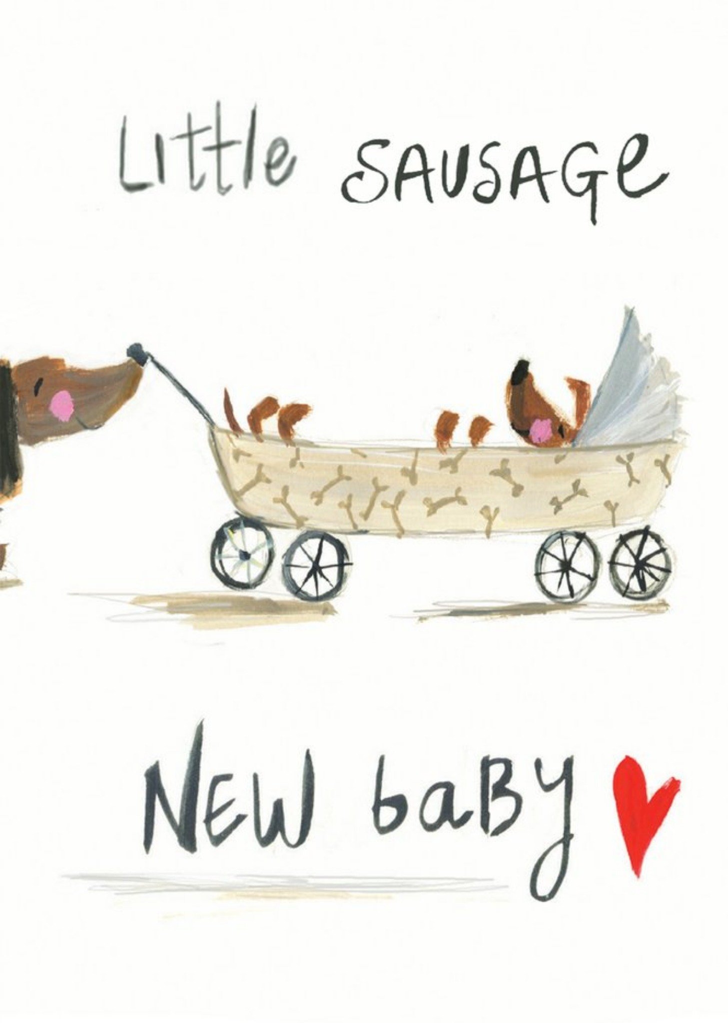 Sooshichacha Cute Little Sausage New Baby Card, Large