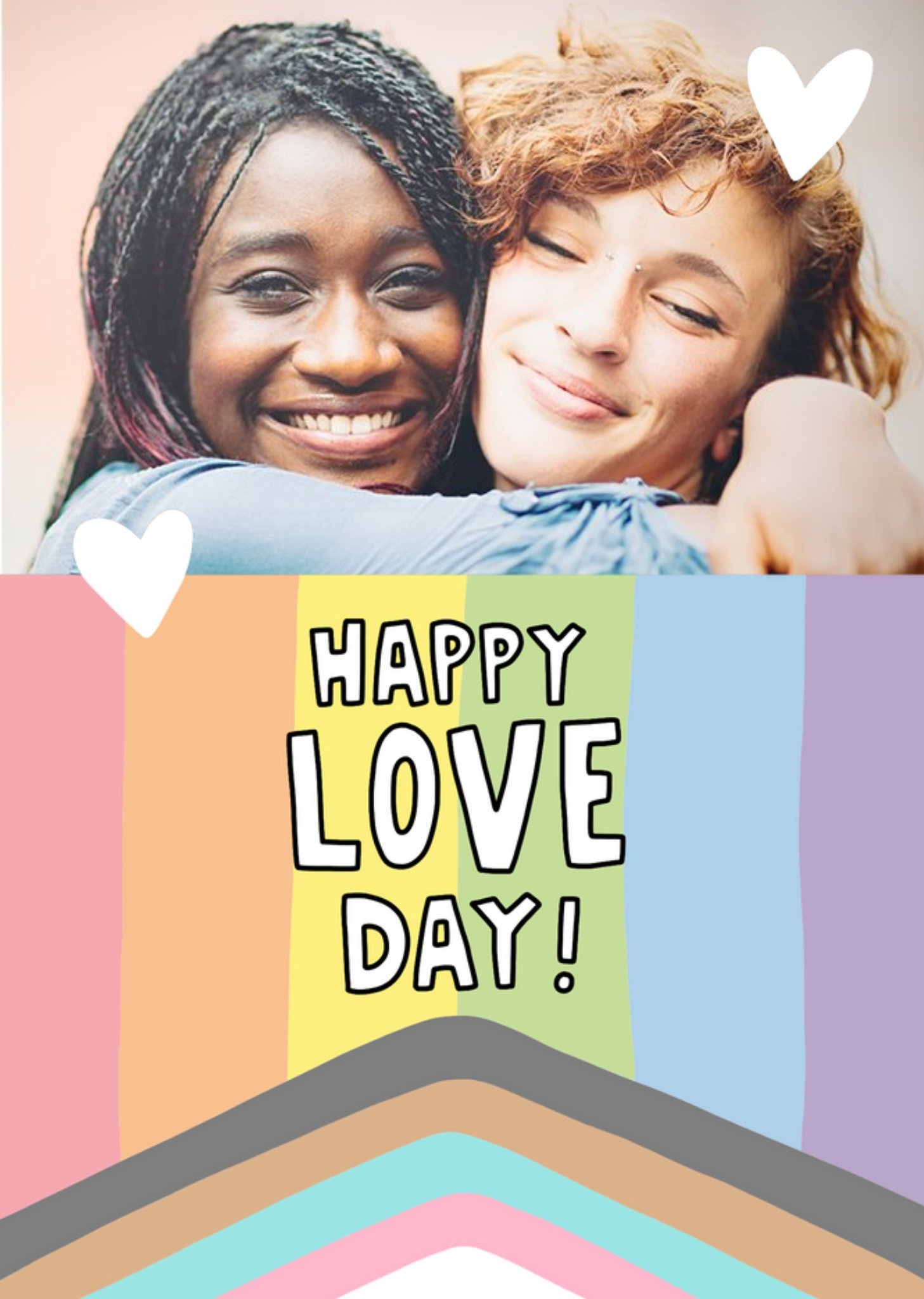 Love Hearts Angela Chick Rainbow Heart LGBTQ+ Photo Upload Card, Large