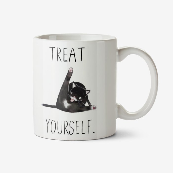 Jolly Awesome Treat Yourself Funny Cat mug