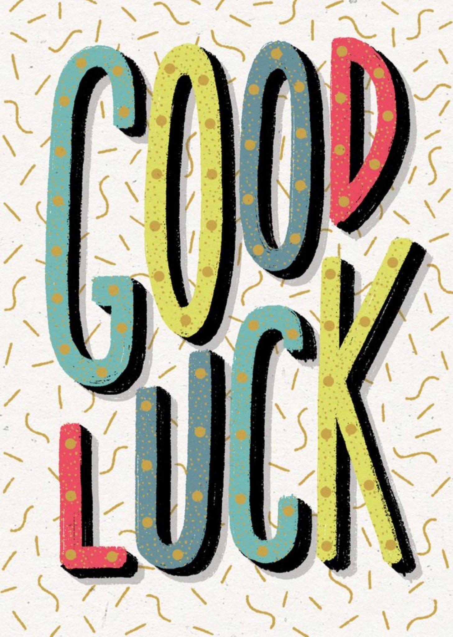 Moonpig Modern Typographical Good Luck Card, Large