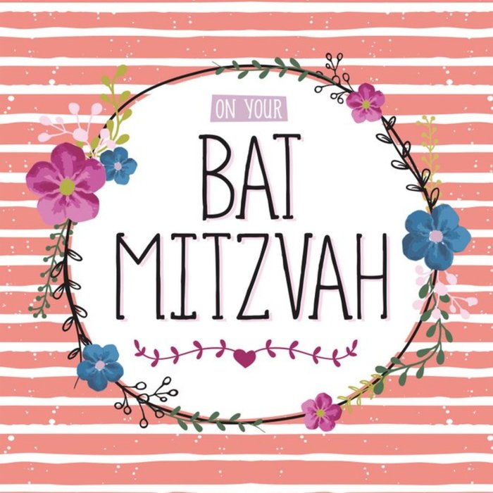 Stripes And Flowers On Your  bat mitzvah Card