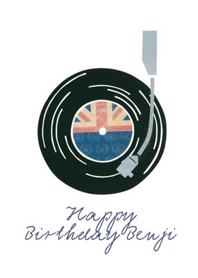 British Record Player Personalised Happy Birthday Card