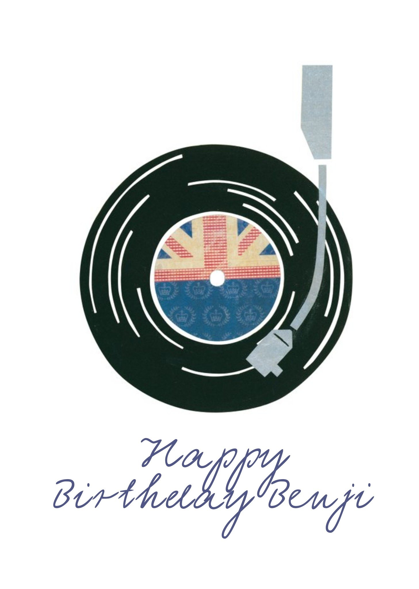 Moonpig British Record Player Personalised Happy Birthday Card, Large