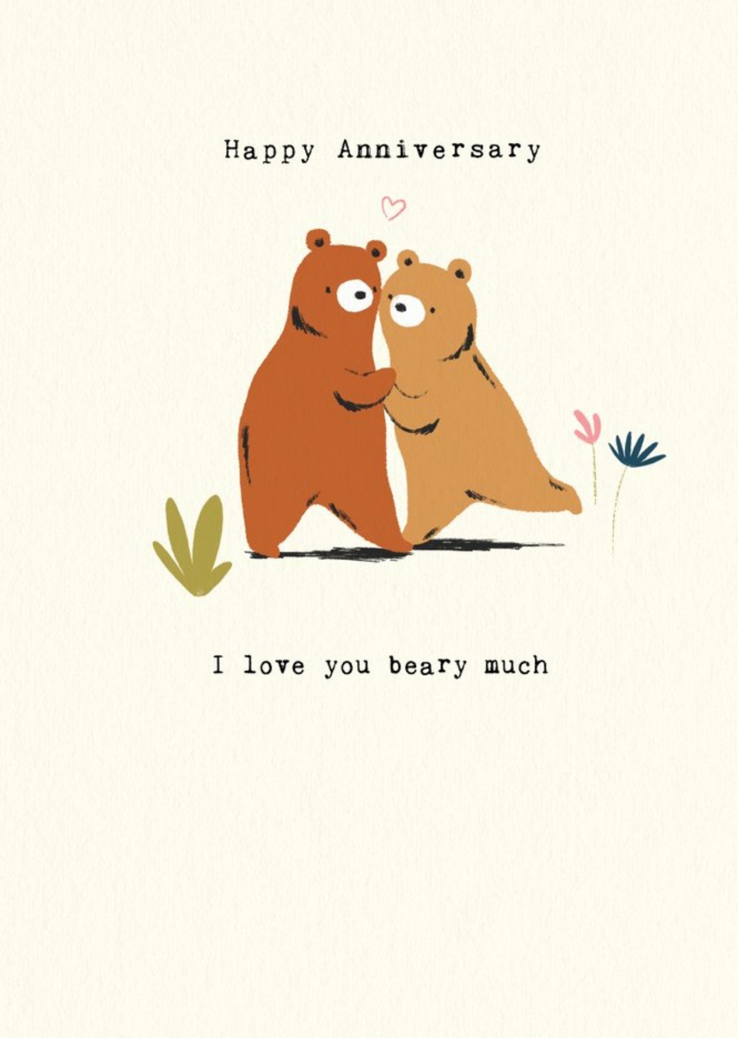 Moonpig Two Bears I Love You Beary Much Happy Anniversary Card, Large
