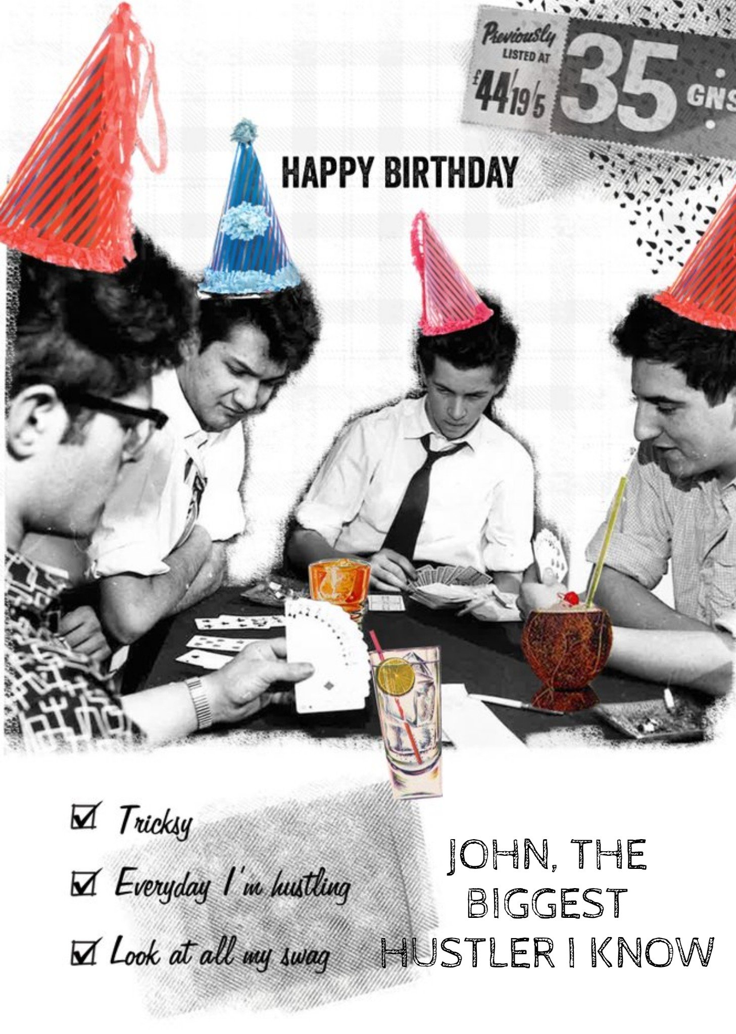 Moonpig The Biggest Hustler Personalised Happy Birthday Card, Large