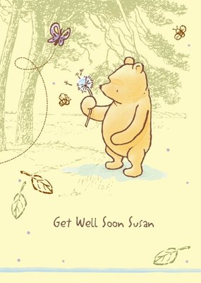 Disney Classic Winnie The Pooh Dandelion Personalised Get Well Soon Card