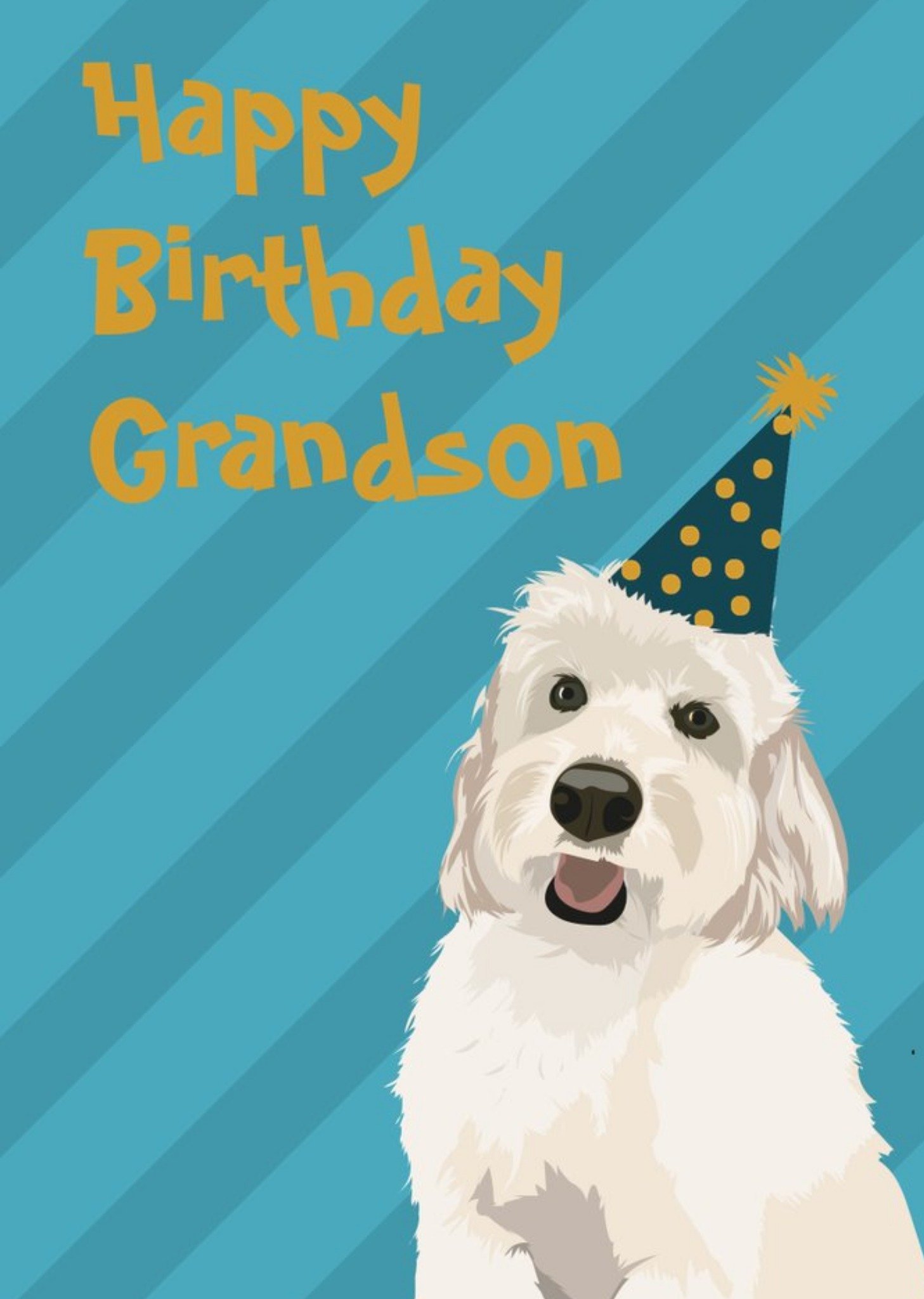 Cute Illustrated Dog Grandson Birthday Card Ecard