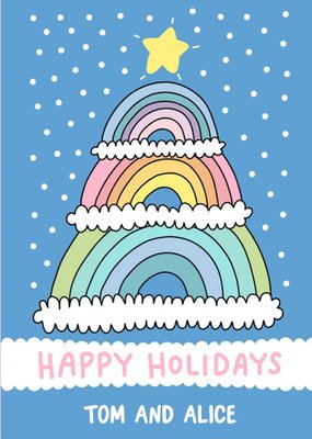 Happy Holidays Rainbow Christmas Tree Card